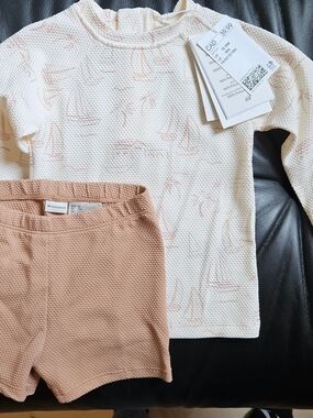 H&M Cream Bathing Suit  Sailboat Print NWT